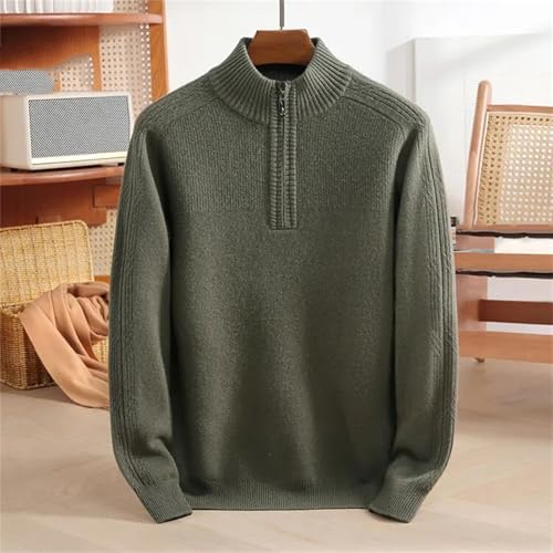 Men’S Solid Wool Thick Half-Zip Turtleneck Pullover Sweater Casual Long Sleeve Warm Knit Jumper Tops2
