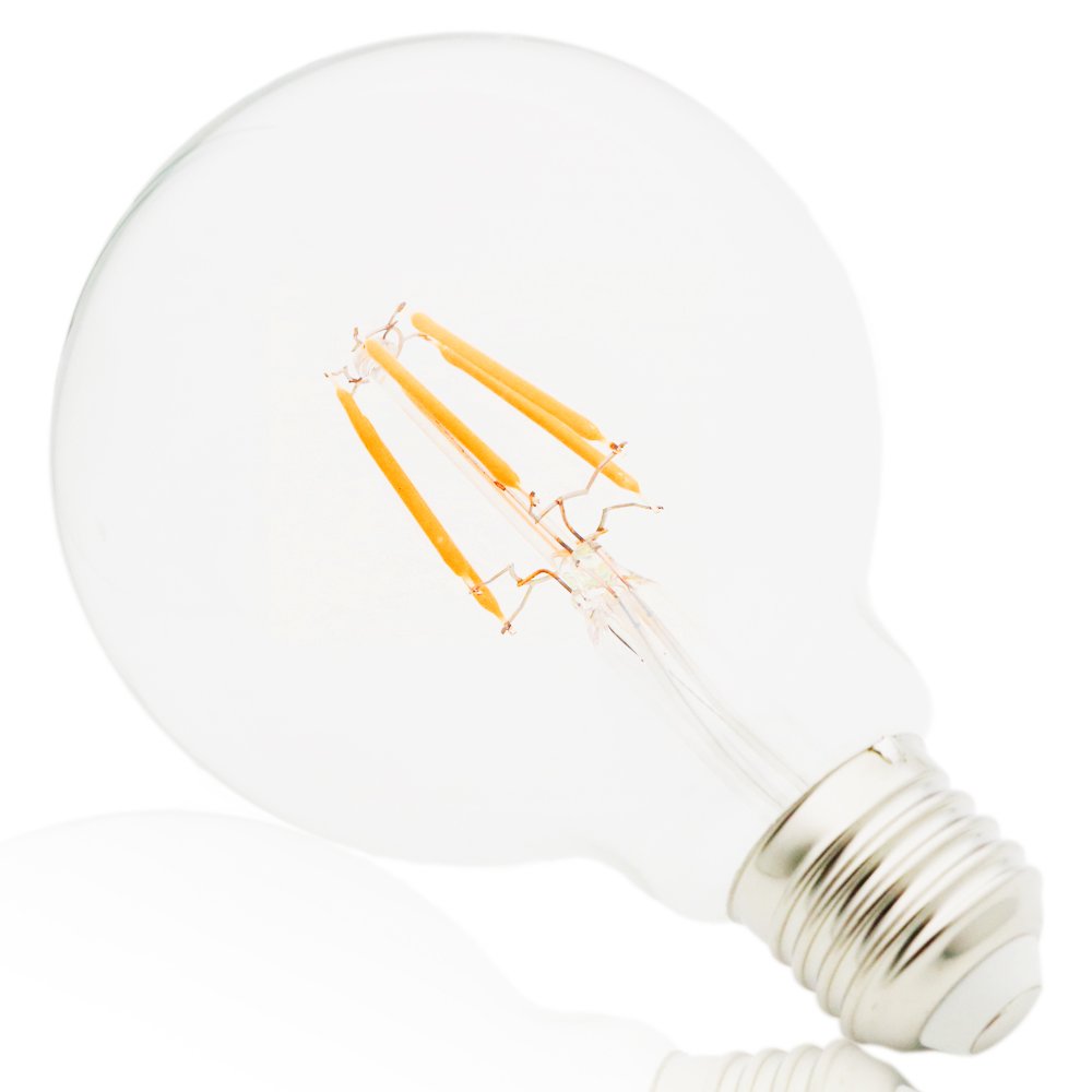 G95 6 W bombilla LED Equivalente a 45 W, E27, Blanco cálido (2200 K), 500 lúmenes, Globe Bulb, intensidad regulable, paquete con 20 unidades)