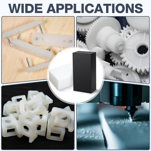Image of Colingmill 2 Pcs Hdpe Plastic Block 2 inch x 3 inch x 6 inch, Polyethylene Solid Plastic Block for Machining, Home Floor Improvement, Prototyping, DIY Projects, Engineering (White and Black)