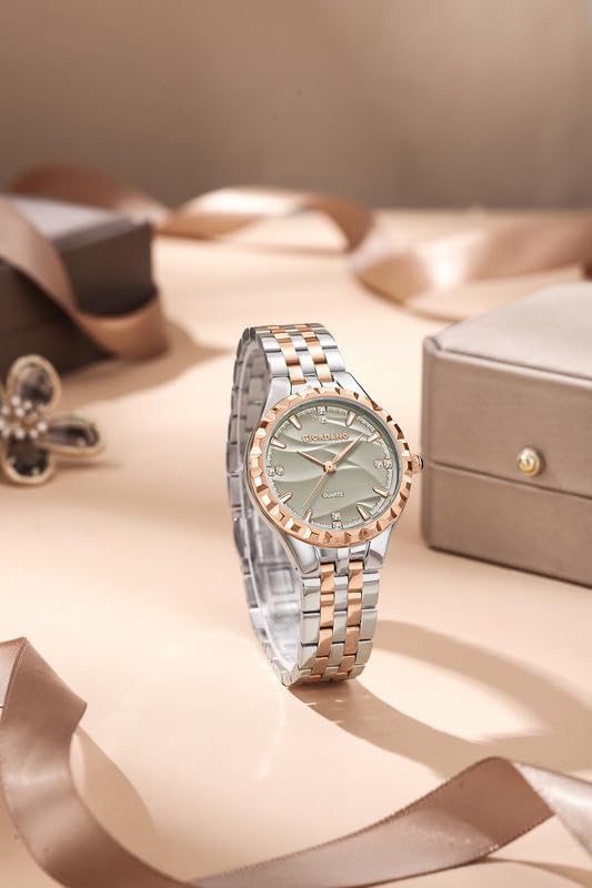 Image of Giordano Analog Quartz Watch for Women with Textured Round Dial, Luminous Hands and Markers, Stainless Steel Strap - GZ-60164