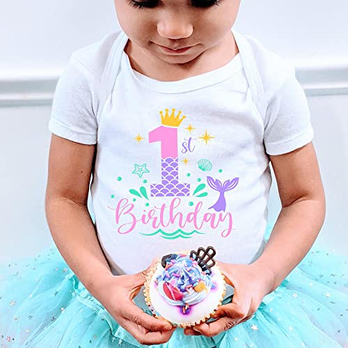 Mermaid first birthday shirt under the sea 1st birthday shirt mermaid one birthday party cute girl birthday shirt2