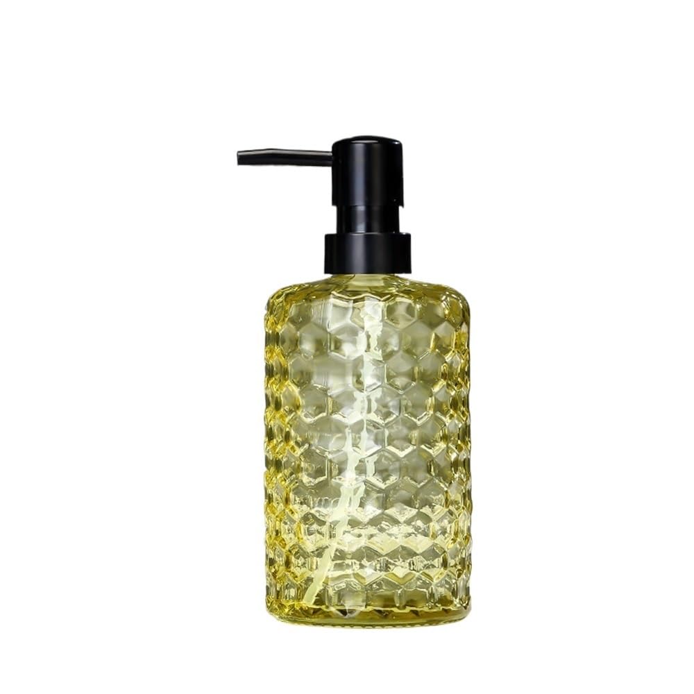 Cyairong-22 Yellow Soap Dispenser Soap Dispenser For Home/Hotel/Bathroom Glass Press Lotion Bottle 500Ml Transparent Cylindrical Gray/Green/Yellow(Yellow)