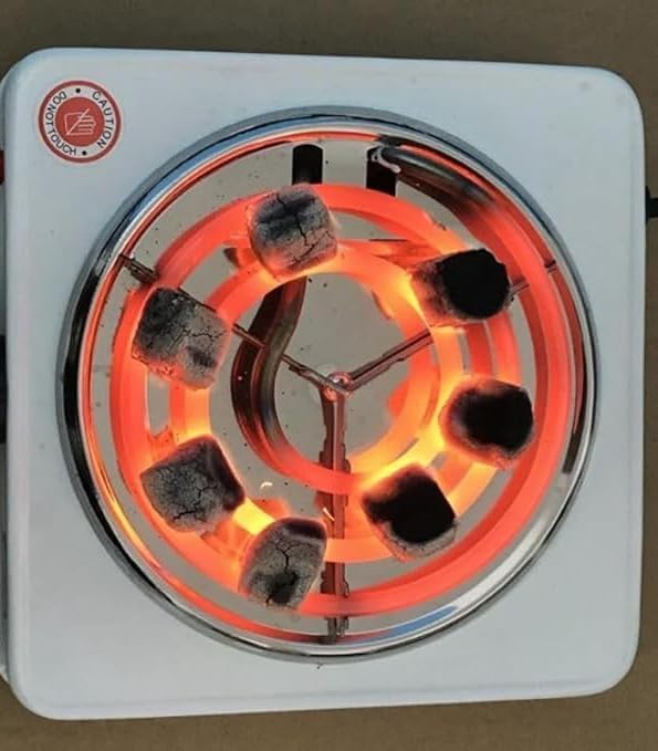 Image of Electric Hookah Coal Burner, Black, Single Coil Hot Plate for Shisha Charcoal Lighting