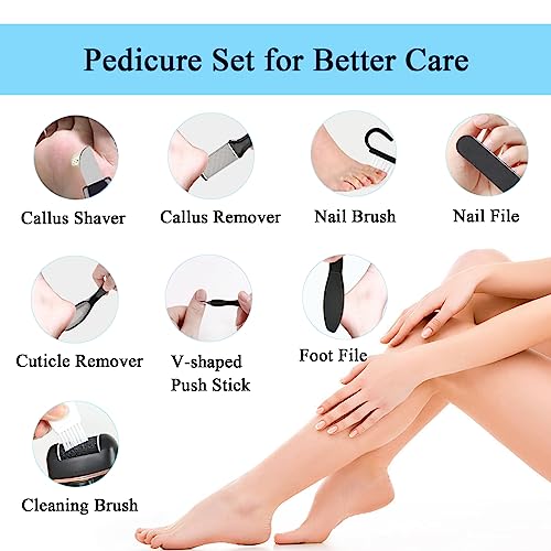 Callus Remover for Feet, 13-in-1 Professional Pedicure Tools Foot Care Kit, Foot Scrubber Electric Feet File Pedi for Hard Cracked Dry Dead Skin, 3 Rollers, 2 Speed, Battery Display - Image 7