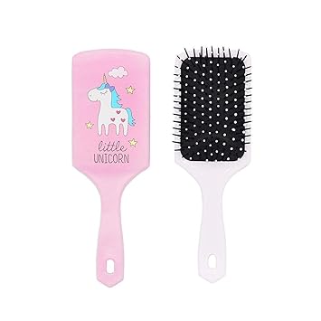 SANNIDHI Unicorn Paddle Hair Styling Brush Large with Air Cushion and Soft Bristle for Kids Girls and Women (Pink)