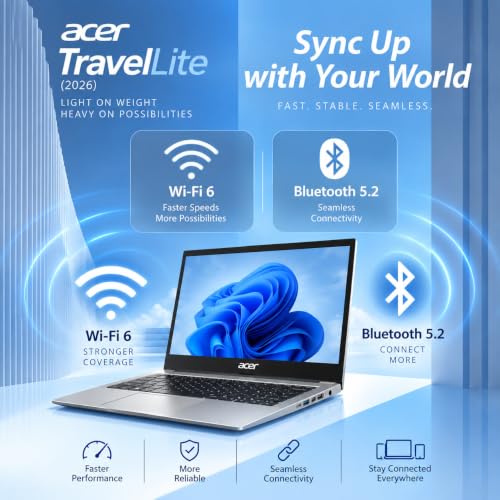 Image of Acer Travel Lite (2026) AMD Ryzen 5 Hexa Core 7430U - (16 GB /512 GB SSD /AMD Radeon Graphics /Windows 11 Home) Thin & Light Laptop /14.0 inch HD Display /Silver /Copilot Key /1.34 Kg /MSO 2024 /3 Years Warranty