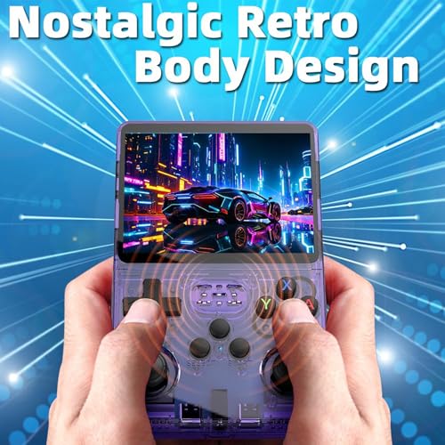 Image of EWDGOES R36S Handheld Game Console 3.5 inch Retro Emulator System Transparent Black 64GB