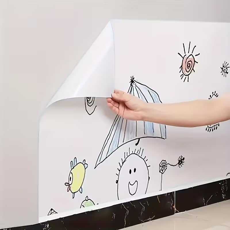 Image of SUNBIRD Whiteboard Peel & Stick Wallpaper Smooth Writing Board for Walls, Glass Whiteboard DIY & Dry-Erase Pens, Space-Saving for Home, Office (16 X 50 Inch)