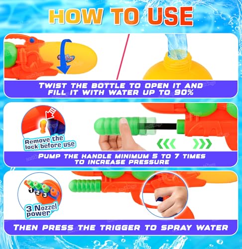 Image of Zest 4 Toyz Holi Pichkari Water Gun for Kids High Pressure Pump Action Water Gun with Holi Combo 100 Balloons and 1 Pkt Holi Color for Holi Summer Outdoor Fun for Boys and Girls- Orange