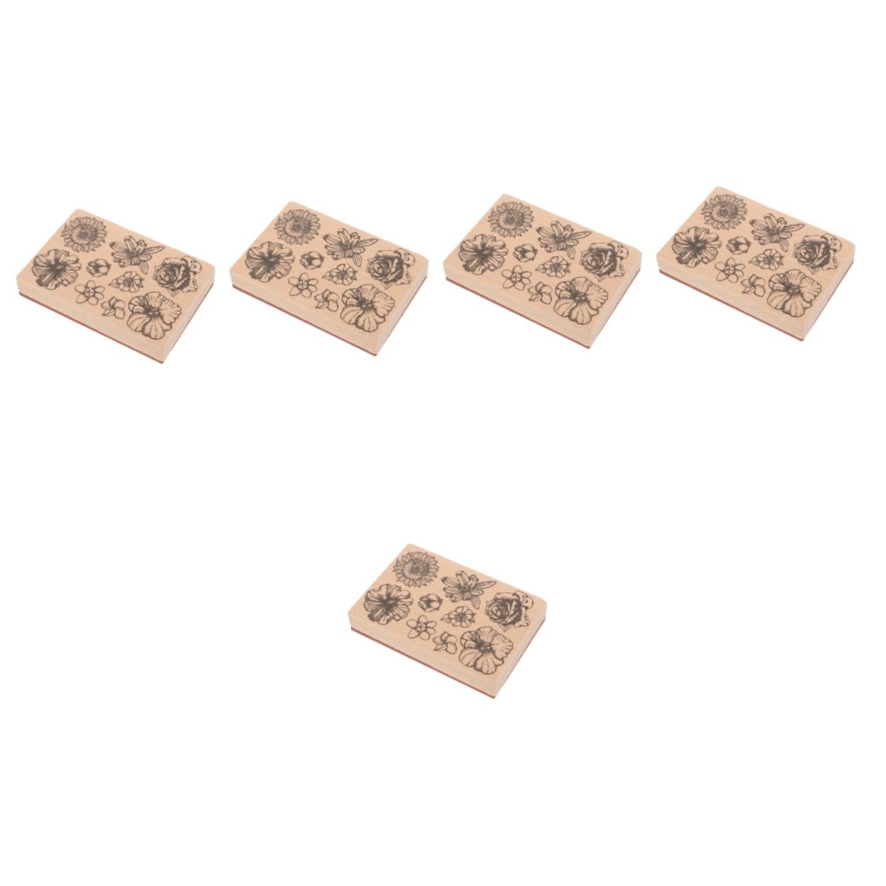 HOMSFOU 5 Pezzi Timbro Di Legno Fatto a Mano Blocchi Di Stampaggio Trasparenti Estetico Stamper Creazione Goffratura Carino Timbro Gel Di Silice