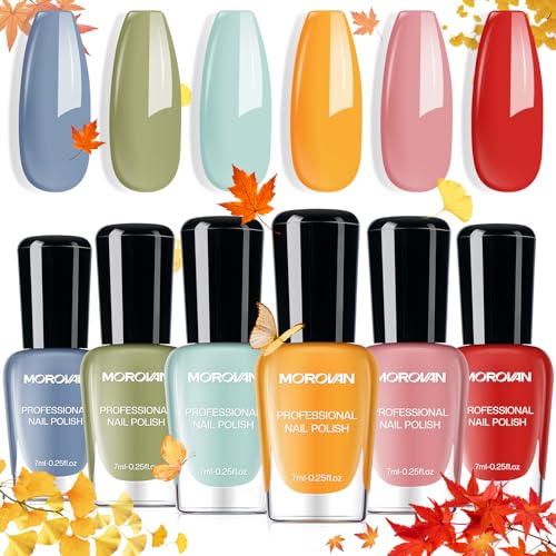 Morovan Nail Polish Set Fingernail: Fall Quick Dry Nail Polish Kit Fall Orange Regular Bulk 0.25 oz...