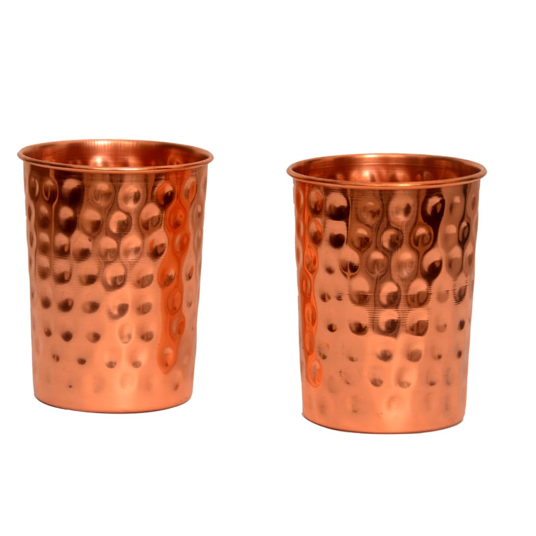 Botella de agua de cobre puro – Botella ayurvédica a prueba de fugas, hecha a mano, sin BPA, diseño sin articulaciones para salud, yoga, oficina y viajes, embalaje de regalo premium (con 2 vasos)