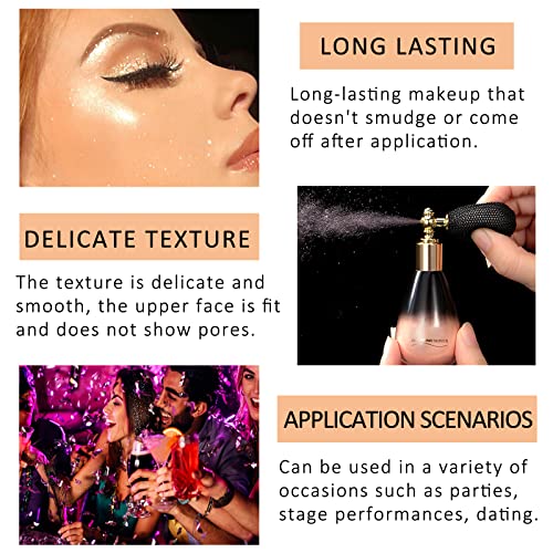 Dageda Body Glitter Spray, Glitter Body Spray For Hair Eye Clothes, Shimmering Spray Powder, Sparkle Highlighter Powder Spray, Long Lasting Glitter High Gloss Spray Makeup Spray 15G (Champagne) #TOP5