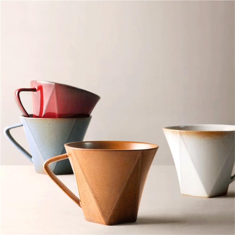 Kubek do kawy Ręcznie robiony kubek do kawy z rzeźbioną powierzchnią 1 szt., wielokolorowy gruby piec ceramiczny wykonany kubek do kawy pojemność 9,98 uncji do kawiarni kubek do kawy (niebieski)