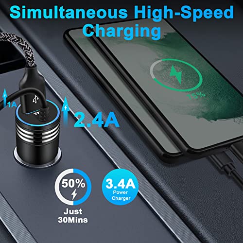 Andhot Android Car Charger Type C Samsung Car Charger Fast Charging For Samsung Galaxy S24/A15/A14/A54/A53 5G/A13/A03S/S23/S23 Ultra/S23 Plus/S22/S21Fe/S20/Z Flip6/A12/A32,3.4A Car Adapter+3Ft Usb C Cable thumb #1