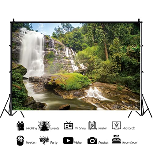 Ttincceer 300x250cm Canyon Waterfall Backdrop Tropical RainForests Valley Stream Photography Background Forests Natural Scenery Background Adult Children Travel Shooting Props - Image 2