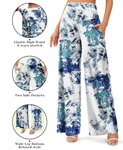JZC Women's Palazzo Lounge Pants Casual Wide Leg Pants High Waist Flowy Toursers with Pockets