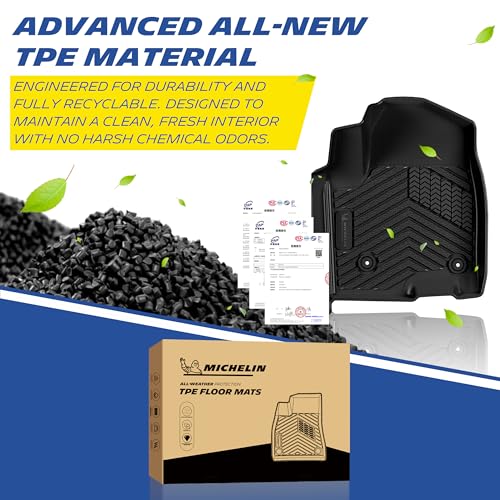 Image of Michelin Vehicle Mats for 2019-2026 Chevy Silverado /GMC Sierra 1500 | 2020-2026 2500 /3500, Crew Cab Bucket Seat W /Under Seat Storage, All-Weather TPE Custom Fit Liner, Premier A