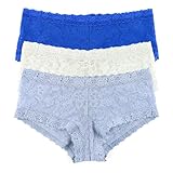 hanky panky Daily Lace Boyshort, Mid-rise, Comfortable Panties & Ladies Underwear, Fashionable Lingerie, X-Small, Blue, Grey, White