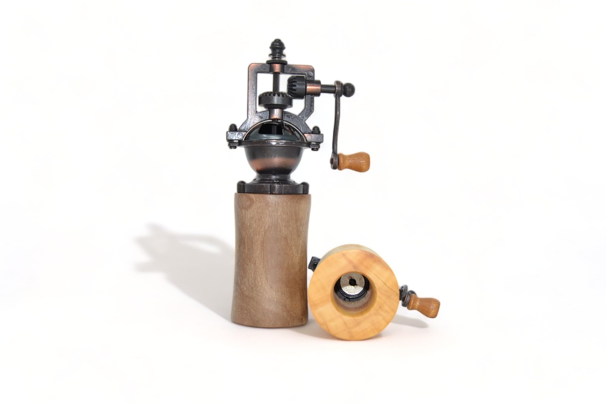 Holz Gewürzmühlen Set - Gewürzmühlenset - mit Kurbel Walnuss Pappel Geschenk handmade Pfeffermühle Salzmühle Handarbeit Unikat Made in Austria Salzmühle Pfeffermühle Geschenkidee Massivholz