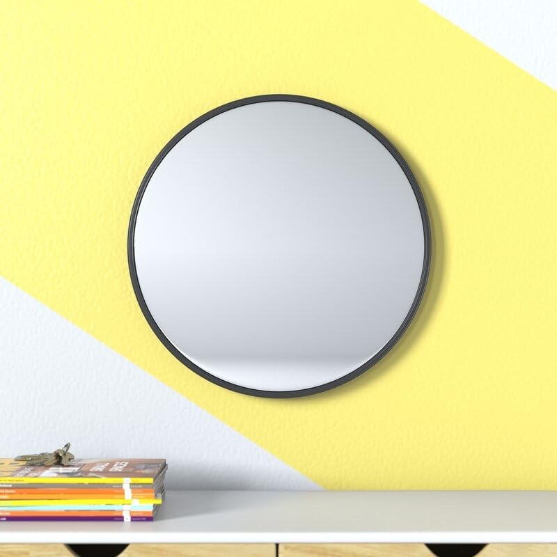Image of RIZIK STORE Iron Metal Decorative Round Wall Mirror with Hook - HD Clear Glass, Wall Mounted for Bedroom, Living Room, Wash Basin, Vanity, Makeup & Bathroom