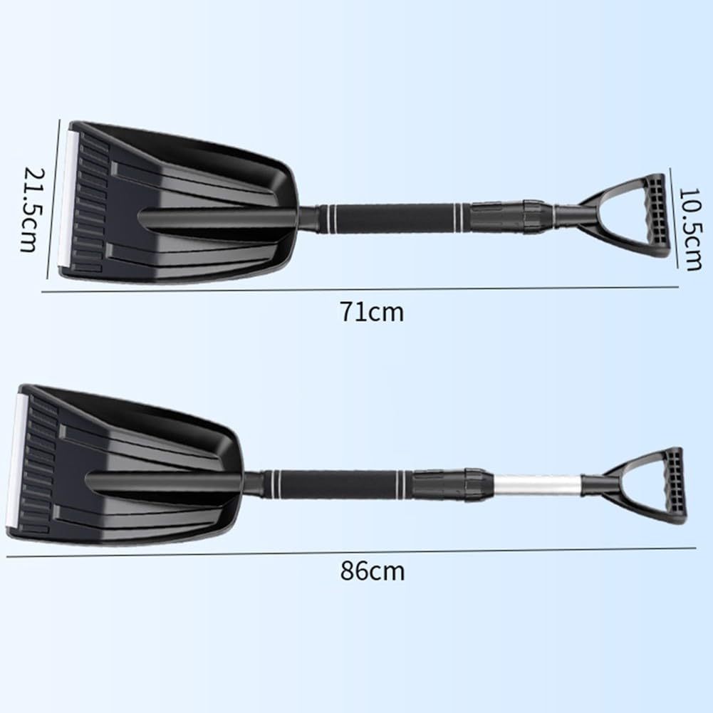 Pelle à neige rétractable pour voiture avec angle réglable, 71-86 cm extensible en aluminium et ABS avec poils à 3 rangées, noir