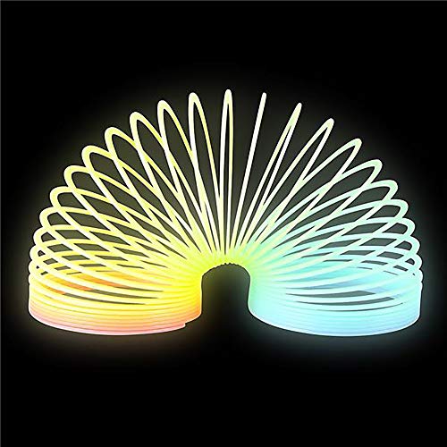 the dreidel company plastic coil spring glow-in-the-dark magic rainbow slingy party favor birthday bag filler stocking stuffers 334 80mm 2-pack