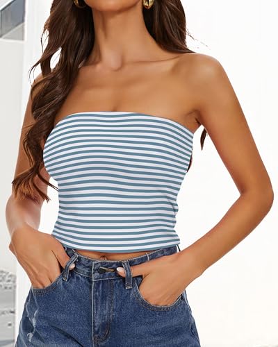 Image of Summer Tube Tops Basic Crop Tops for Women Strapless Tank Casual Tunics Sexy Short Shirts 2026