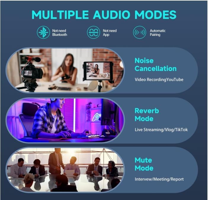 Image of Wireless Mic with Noise Cancellation | Dual Channel Mic Wireless | Microphone for Video Recording, YouTube, Vlogging, Live Streaming | Charging Case Included-J11-Black