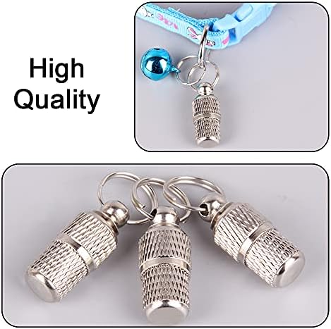 15 Pcs Pet ID Tags Barrel Tube Collars Silver Mini Anti Lost Pet Tube Tag for Dogs Cats Puppy Prevent Pet Lost