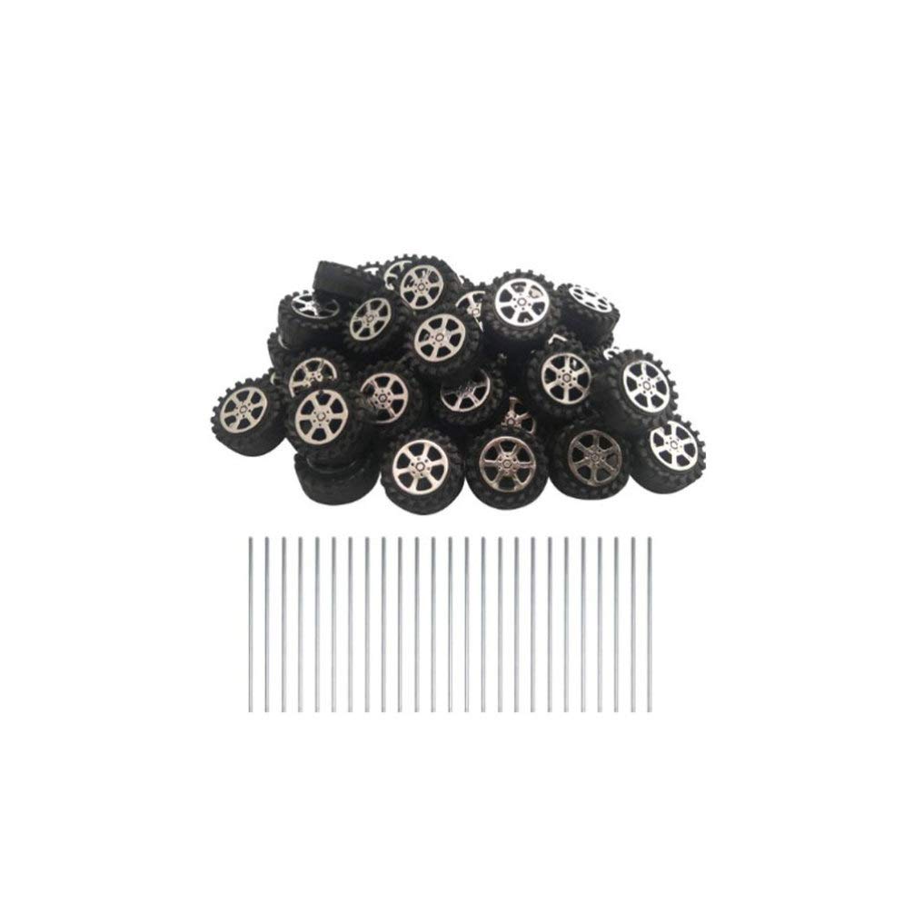 Lot 50 Roues + 25 Essieux 4,2 Cm – Accessoires Bricolage Voiture Jouet RC – Idéal Pour Enfants Et Modèles DIY