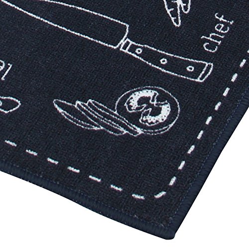 Carvapet Non-Slip Kitchen Mat Set Rubber Backing Doormat Runner Rug Set, Cozinha Design (Navy Blue 15