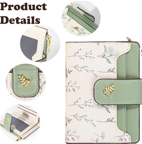 Womens Wallet Cute Small Wallets for Women Thin Green Women's Wallet Kawaii Flower Card Wallets for Women Ladies2