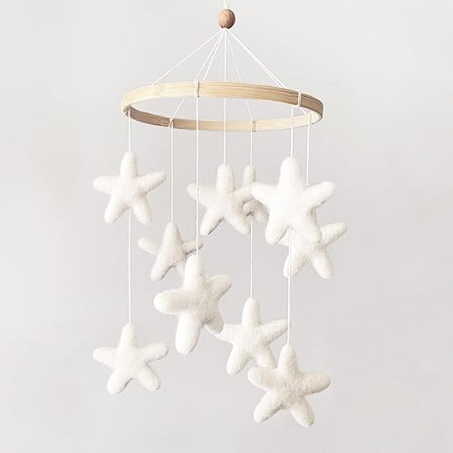 Móvil de bebé para cuna - Móvil de cuna boho - Móvil de fieltro con estrella - Móvil para bebé neutro de género - Decoración bohemia para guardería