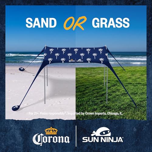 Image of SUN NINJA Beach Tent Sun Shelter, Beach Shade Canopy with UPF50+ Protection