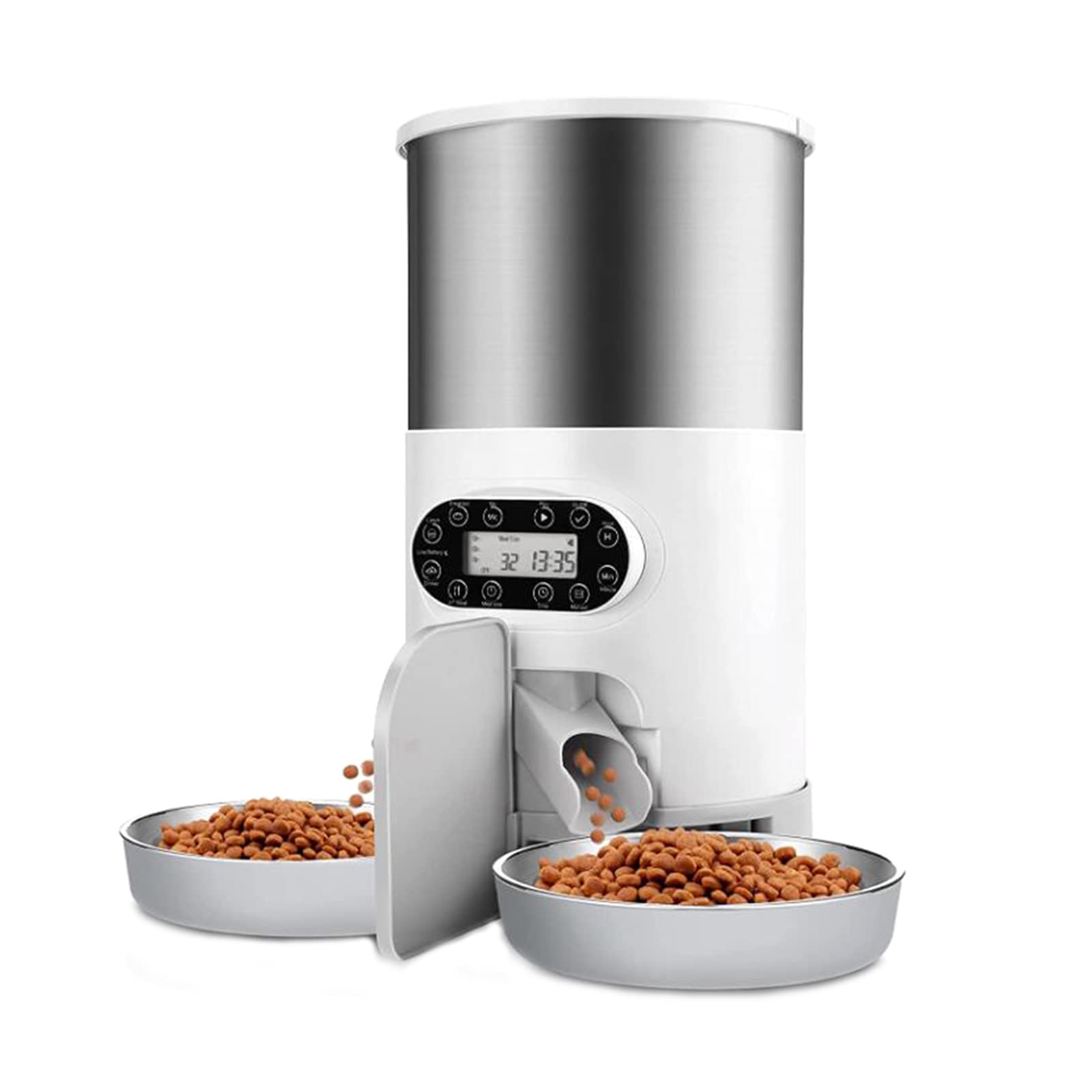 FBJAMZ Automatic Cat Feeder,with Voice Recording,Timed Dry Food Dispenser for Multiple Cats Dogs,Smart Pet Feeder