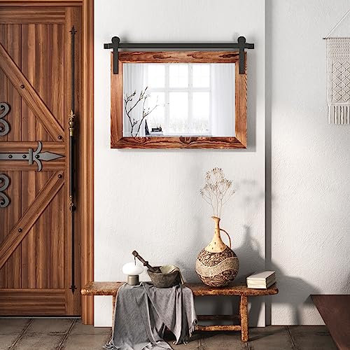 COGOOD-Farmhouse-Barn-Door-Mirror-29-x-22-Rustic-Wood-Framed-Wall-Mirror-for-Bathroom-Living-Room-Entryway-Wall-Decor-Brown COGOOD Farmhouse Barn Door Mirror 29 x 22 Rustic Wood Framed Wall Mirror for Bathroom Living Room Entryway Wall Decor Brown
