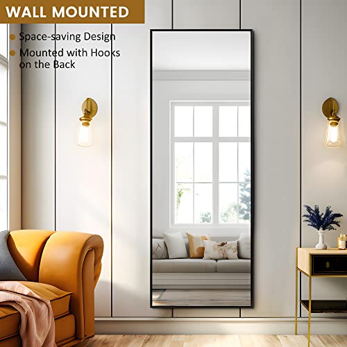 Image of PexFix Full Body Mirror Length with Black Aluminum Alloy Frame Stand Wall Mounted Hanging for Bedroom Bathroom Living Room Decor,55''x16'' (1016)