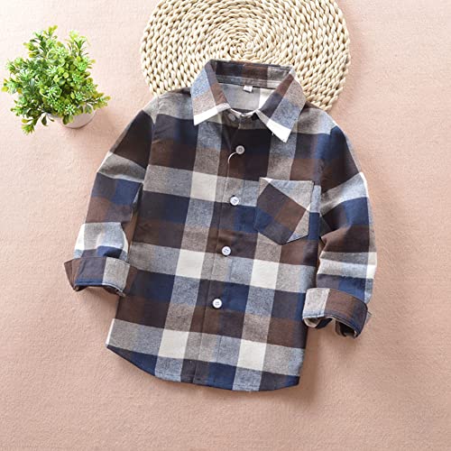 Toddler Kids Baby Boys Girls Flannel Plaid Shirt Long Sleeve Button Down Tops Outfits2