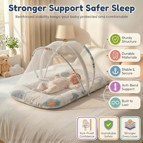 Image of StarAndDaisy 3 in 1 Baby Mosquito net for Sleeping, Mosquito net for Newborn Baby with Washable Design, Soft and Comfortable Bed.