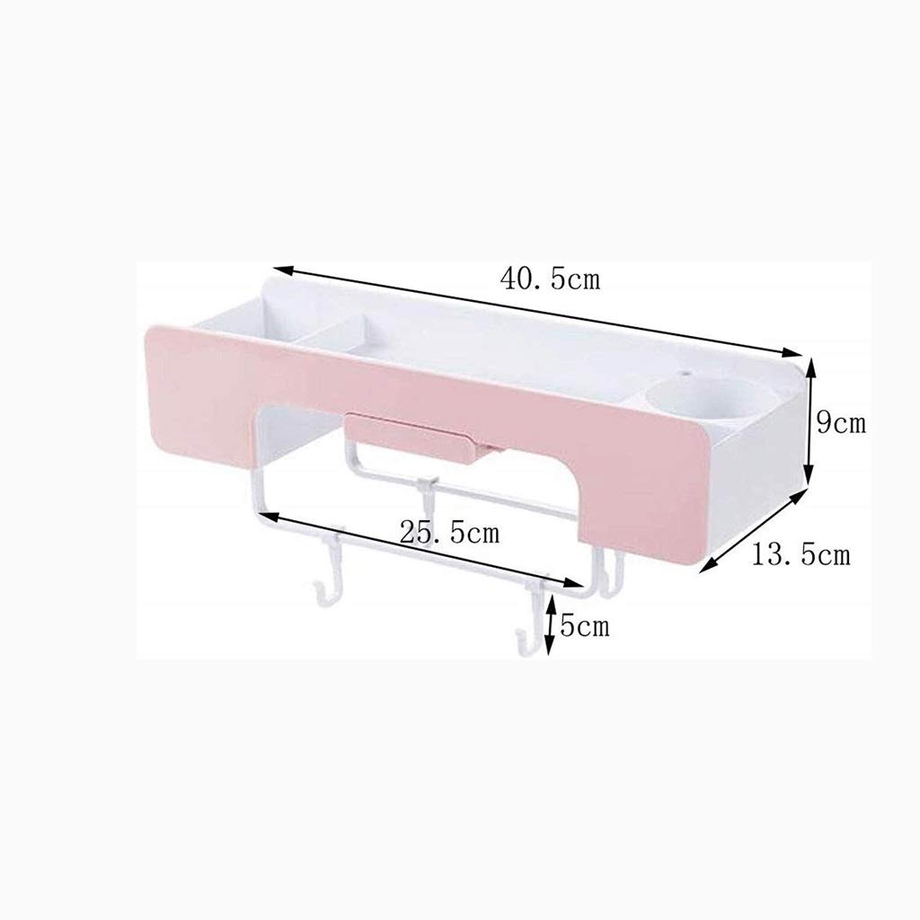 Ahorro de Espacio en el Estante del baño, Adhesivo multifunción para Montar en la Pared con Estante para Almacenamiento de Toallas y Gancho para Colgar (Color: B)