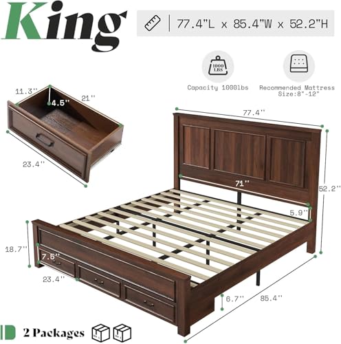 image for AMERLIFE Farmhouse 5 Pieces Bedroom Sets Includes Farmhouse King Size 