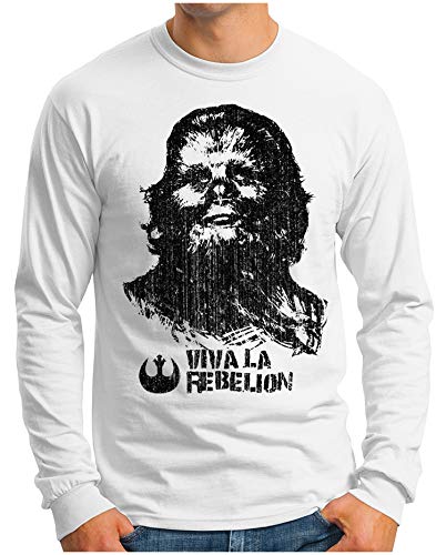 T-shirt à manches longues Homme Che Guevara OM3 Viva-la-Rebellion-I Blanc S-XXL