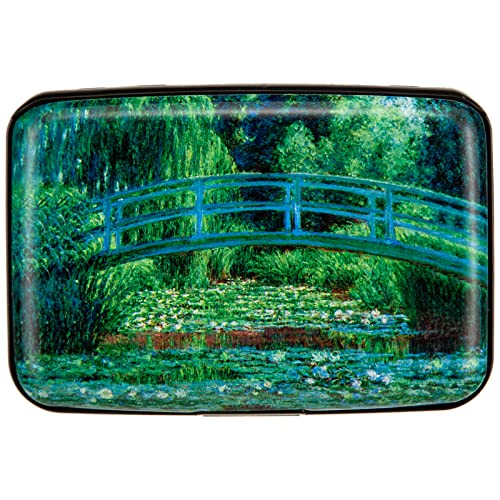 Image of Credit Card Holder Small RFID Blocking Wallet Business Metal Slim Mini Aluminum Hard Case for Women Men, Japanese Bridge and Water Lily Pond, small, Minimalist, Compact, American