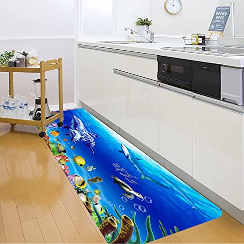 Wodejia Flannel Mat Non Slip 3D Print For Bedside And Living Room,Clearance Mats Absorbent Moisture Dust Forlaundry Room,Bath Rugs Sponge Foam Soft For Bathroom (Submarine Fish School Theme) #TOP7