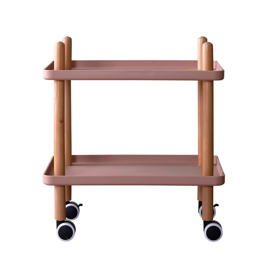 Square Side Table Modern Storage Shelf Side End Accent Coffee Table with Wheels for Living Room Bedroom Balcony Family and Office (50X35X56cm)