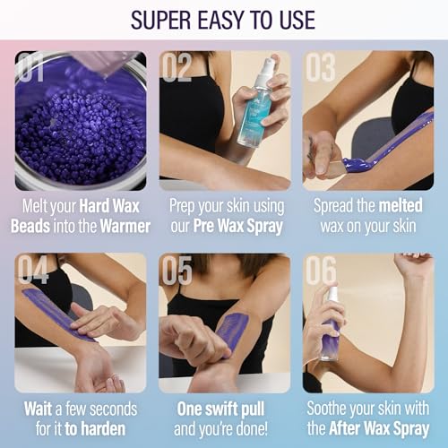 Image of Tress Wellness Award Winning Waxing Kit for Sensitive Skin - Safe for Face & Skin, Easy to Use - At-Home Kit for Face, Bikini, Brazilian & Full Body - Digital Display, Pink to Teal
