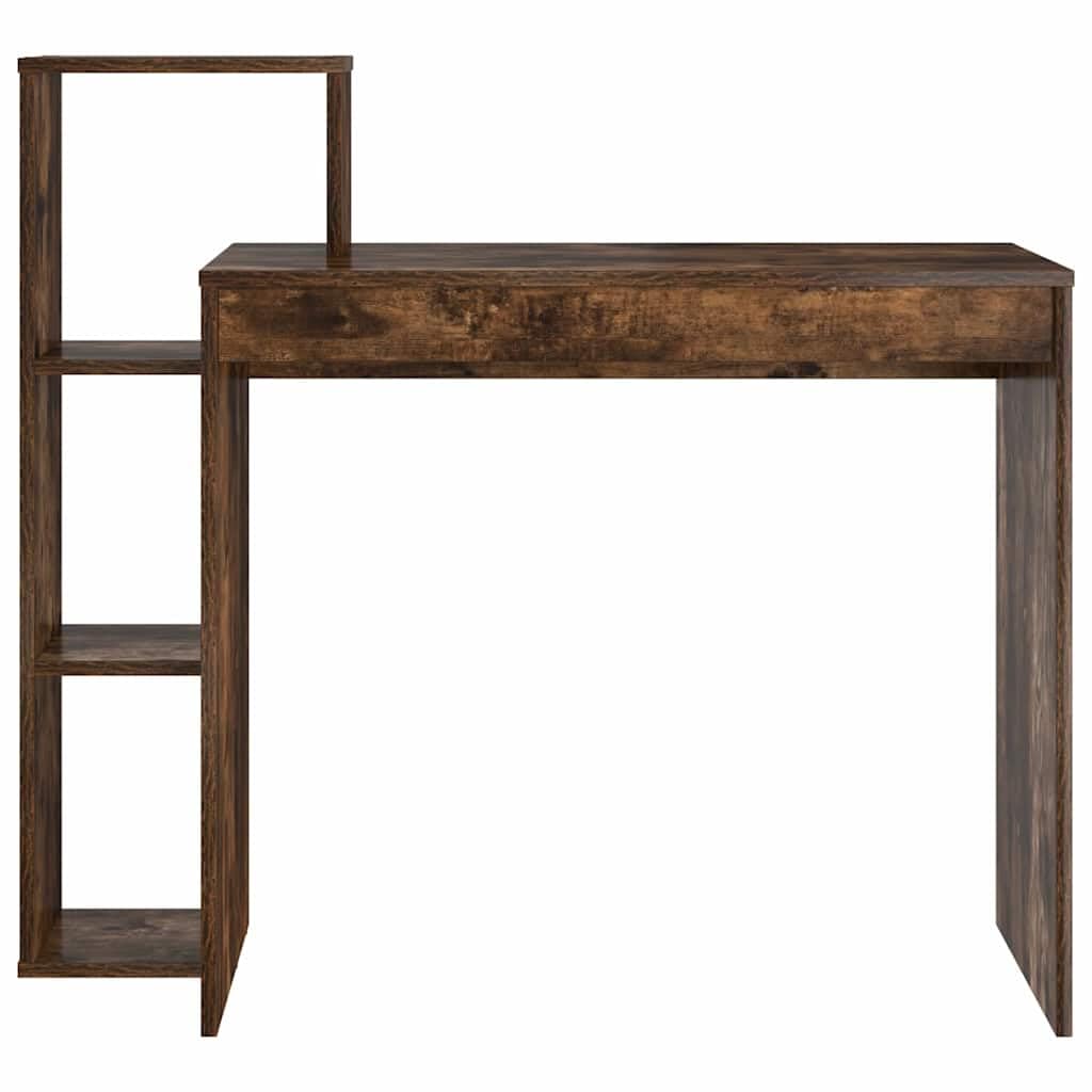 Scrivania affumicata 100 x 40 x 90 cm, materiale in legno, scrivania per computer con 3 ripiani, moderna per la casa, ufficio, durevole, molto spazio