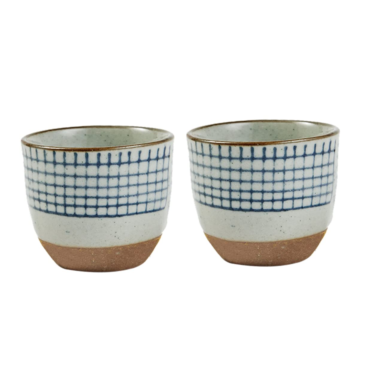 BRIGHTFUFU 2pcs Japanese Sake Serving Cups Elegant Sake Mugs Set Hand Drawn Patterns