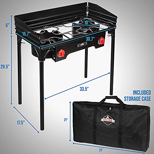 Hike-Crew-Cast-Iron-Double-Burner-Outdoor-Gas-Stove-150000-BTU-Portable-Propane-Powered-Cooktop-with-Removable-Legs-Temperature-Control-Knobs-Wind-Panels-Hose-Regulator-Storage-Carry-Case
